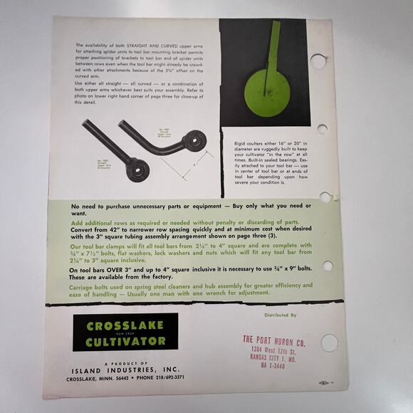 Island Industries Inc Crosslake Cultivator MN Vintage Farming Brochure SK13 - Picture 2 of 2